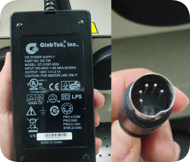 *Brand NEW*GT-2107-5024 GloTek 24V 2.1A Power Adapter/Charger for Spectrometers (Large 5-Pin/5-Hole Connector)